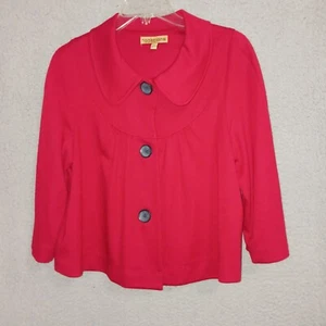 NOTATIONS WOMENS RED SHORT LONG SLEEVE JACKET SIZE L - Picture 1 of 4