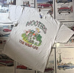 90s Hooters Wild Life T-Shirt Double sided XxL Made in USA Vintage Rare - Picture 1 of 6