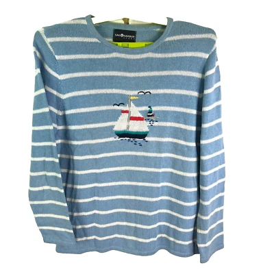 Velero deportivo vintage Sag Harbor a rayas para mujer M azul Foto 1 de 4