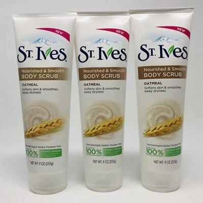(3) St Ives Nourished & Smooth Oatmeal Body Scrub Paraben Free 9 Oz - Image 1 of 2