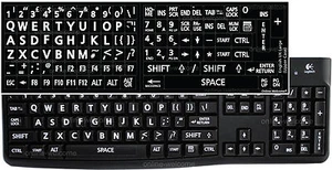 PEGATINA TECLADO INGLÉS UK LETRAS GRANDES NEGRA PARA ORDENADOR PORTÁTIL - Imagen 1 de 8
