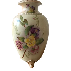 Lovely Early Carlton Ware Tripod Vase Floral & Gold Decoration - Picture 1 of 12