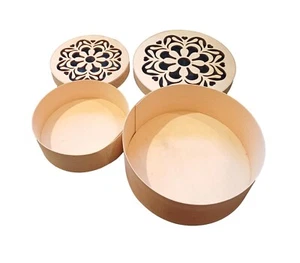 Set of 2 Plain Round Wooden Storage Boxes – Unpainted Poplar Wood - Picture 1 of 9