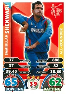 2015 AFGHANISTAN Cricket Card SAMIULLAH SHENWARI World Cup - Picture 1 of 2