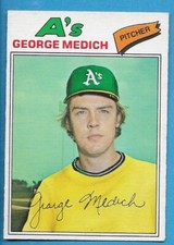 1977 O-PEE-CHEE Topps Baseball Card #222 A's George Medich EM+