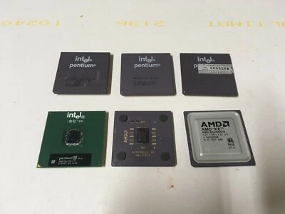 Intel and AMD processors 6 pack P120-P3 1000mhz AMD K6-2 266 and Athlon 1000mhz - Image 1 of 3