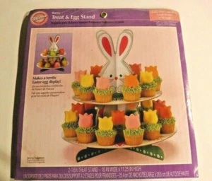 Wilton Bunny Treat and Egg Stand 2 Tier Paper Cardboard Party Birthday Rabbit - Picture 1 of 8