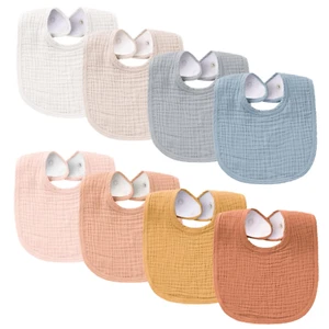 Muslin Baby Bibs 8 Pack Baby Bandana Drool Bibs Cotton for Unisex Boys Girls, 8 - Picture 1 of 7