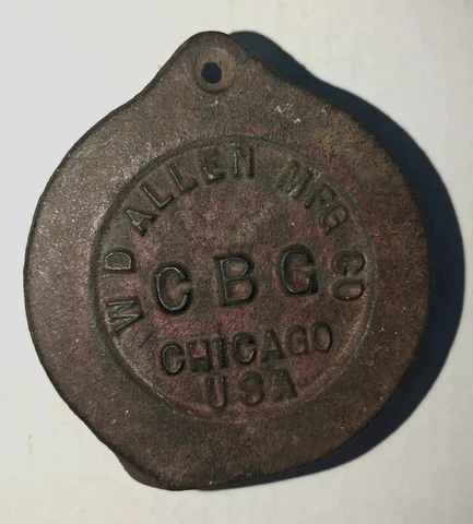 Old ANTIQUE Vintage CBG W.D. ALLEN MFG. CO. Chicago CAST IRON (?) SPRINKLER Cover