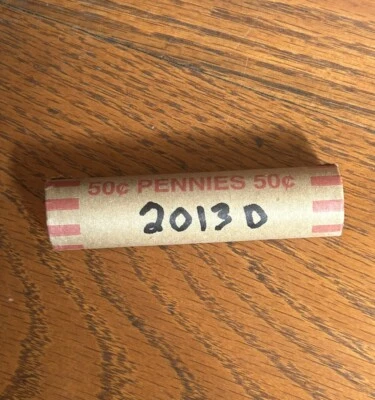 2013-D Lincoln Shield Cent Penny 1-50 Coin Roll Uncirculated - Image 1 of 2