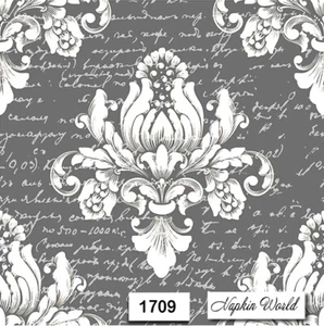 (1709) DOS servilletas individuales de papel para almuerzo decoupage - DISEÑO BARROCO GRIS - Imagen 1 de 3