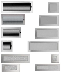 Kamin Luftgitter EDELSTAHL GEBÜRSTET Ofen Lüftungsgitter Warmluft Luft Gitter - Bild 1 von 179