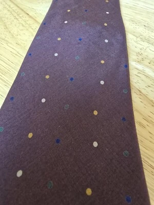 Albert Nipon Classic Length Tie Silk Burgundy With Multicolor Dots  - Image 1 of 4
