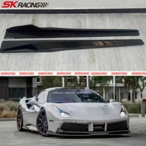 Real Carbon Side Skirt Extension Lip Body Kits Fit For Ferrari 488 GTB 2016-2019 - Picture 1 of 14