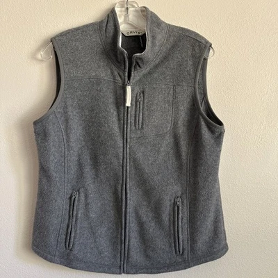 Colete Orvis Feminino Médio Cinza Lã Casual Caminhada Bolsos de Viagem - Imagem 1 de 4