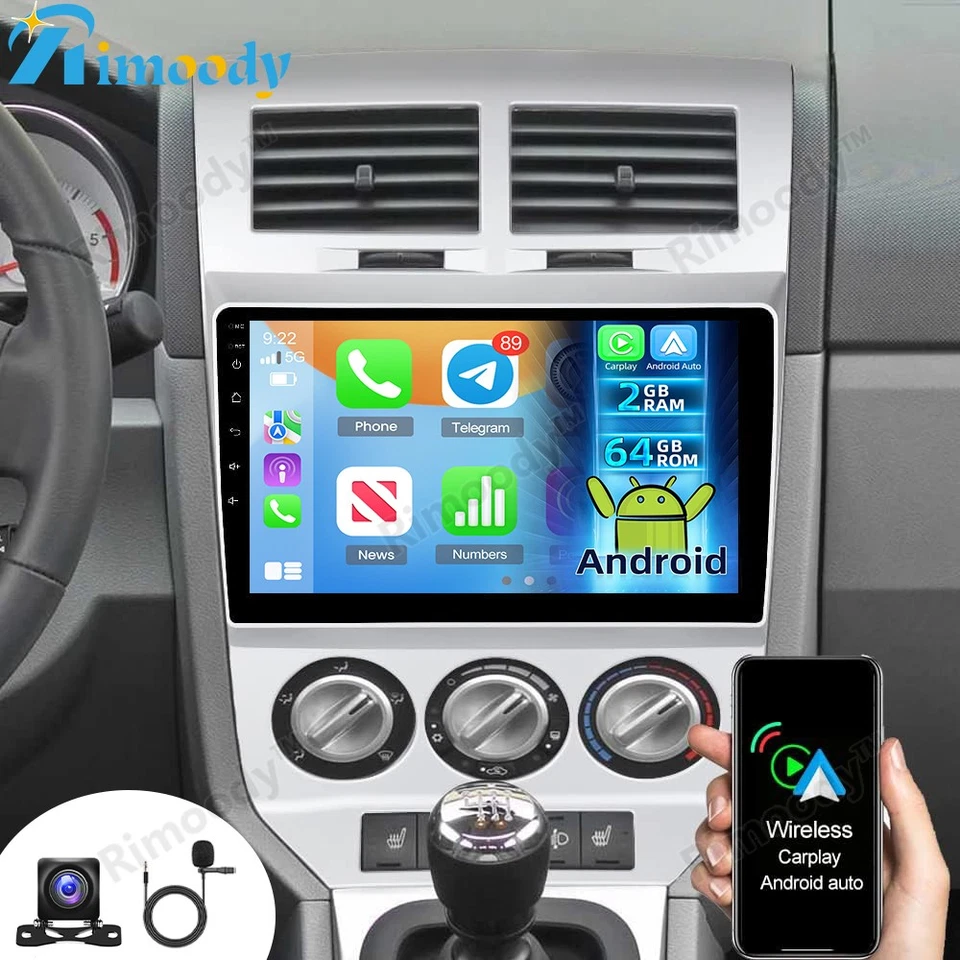2+64G Für Dodge Caliber 2007-2009 Autoradio GPS Navi WIFI Android 15 CarPlay Kam - Bild 1 von 4