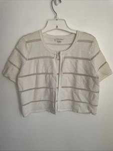 Cárdigan Suéter Calvin Klein Encogido de hombros Talla GRANDE Manga Corta Acanalado X11 - Imagen 1 de 3
