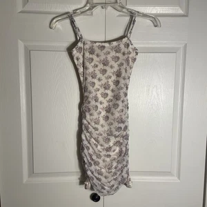 Katy J NYC Dress Girls Medium Beige Purple Floral Tween Ruched Sleeveless Fairy - Picture 1 of 10