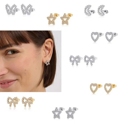 Orecchini donna Sagapo acciaio e cristalli cuore stella luna fiocco farfalla SWN - Immagine 1 di 2