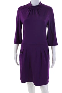 Z Spoke Zac Posen Womens Button Back Crew Neck Mini Dress Purple Size Small - Picture 1 of 7