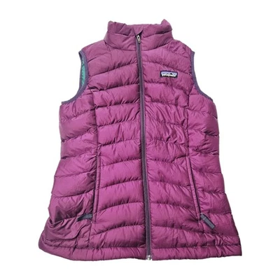 Patagonia Plumón de Ganso Suéter Chaleco Púrpura Sin Mangas Cremallera Completa Niñas Talla M (10) Foto 1 de 4