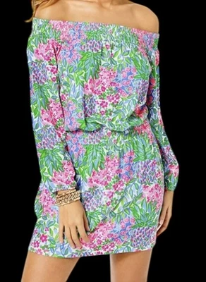 Mameluco corto Lilly Pulitzer Cyla fuera del hombro cereza en la parte superior talla S colorido Foto 1 de 4