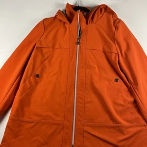 Chaqueta de lluvia con capucha naranja Laurier & Co para mujer talla grande L con broches de presión adicionales - Imagen 1 de 10