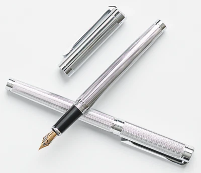 Pluma Estilográfica Jinhao 899, Metal Plateado, Plumín Fino, Incluye Convertidor y 2 Recambios Foto 1 de 4