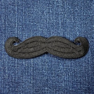 Mustache Applique Patch - Embroidered Handlebar Style Badge 4" (Iron On) - Picture 1 of 2