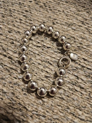 Ralph Lauren Silver Tone Metal Beaded Bracelets  7" Toggle Clasp  - Image 1 of 4