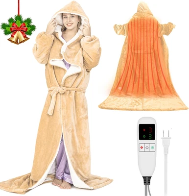 Manta eléctrica acurrucada manta térmica portátil con bolsillo extraíble, calefacción Foto 1 de 4