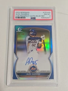 2024 bowman baseball ALEX RAMIREZ Chrome Prospect Auto Blue Refractor/150 PSA 8 - Picture 1 of 5
