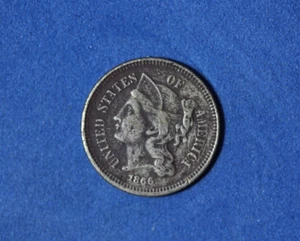 1866- III Three cent nickel -#P32362 - Picture 1 of 2