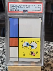 PSA 6 POP 1 Topps 2009 SpongeBob Red Blue And Sponge Composition 13 - Picture 1 of 5