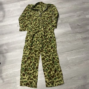Vintage Caliber Sportsman’s Cotton Coveralls Hunting Camo Jumpsuit  Sz M - Picture 1 of 7