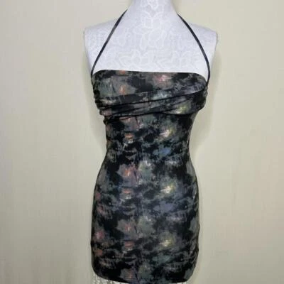 Mini vestido ceñido al cuerpo negro y púrpura tie-dye de Insight talla 6 Foto 1 de 4