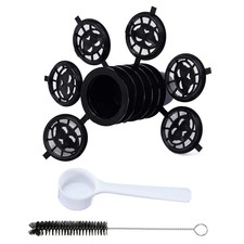 6x Coffee Reusable Capsules Refillable Filter Pod Brush Spoon For Nespresso M1R7