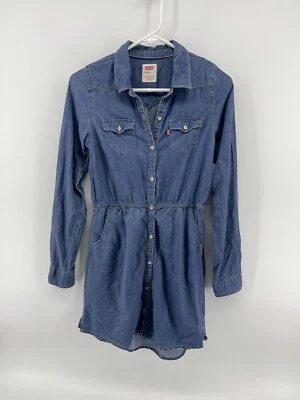 Levis Chambray Soft Blue Denim Casual Jean Dress Girls Size Large 12-13 FastShip - Image 1 of 4