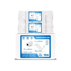 10x EC Cash Rouleaux Thermiques - Largeur 57mm - Diamètre 35mm - Diamètre du ... - Photo 1/6