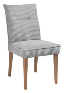 Polsterstuhl Esszimmerstuhl Cordbezug Eichenholzgestell Hellgrau mit Steppung - Bild 1 von 5