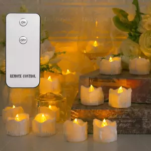 12PCS Flameless LED Candle Tea Lights Flicker Battery Operated w/ Remote Control - Picture 1 of 17