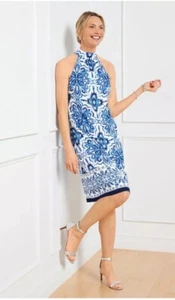 Talbots Womens Halter Dress Sheath Mediterranean Blue 6P New - Picture 1 of 7