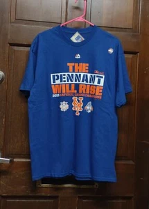 NWT Majestic New York Mets Blue T-Shirt 2015 League Champions Men's Size L - Picture 1 of 3