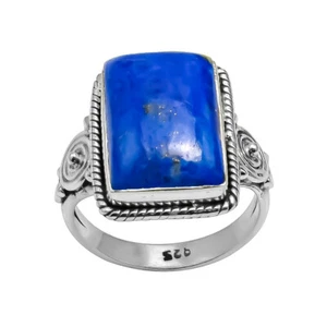 Anello Pietra Preziosa Lapislazzuli Argento Sterling 925 Massiccio Anello Moderno per Sua Mamma - Foto 1 di 5