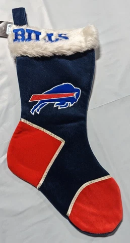 Buffalo Bills Christmas Stocking Holiday 17" New Team Color Block Toe Heel Cover