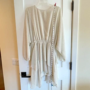 Favlux Womens Dress Large White Black Polka Dots Wedding Baby Shower Date GNO - Picture 1 of 16