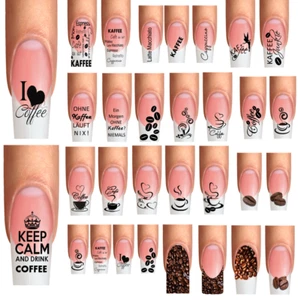 Wraps Nail Tattoos Kaffee Coffee Café Tasse Trinken Sprüche Kaffeebohne NailArt - Picture 1 of 26