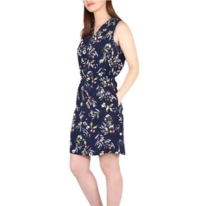 Vestido de verano floral sin mangas de Nicole Miller azul marino, L - Imagen 1 de 2