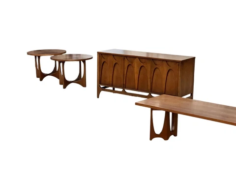 RARE Broyhill Brasilia Mid Century Buffet Console & Coffee / End Table Set of 4 Cover