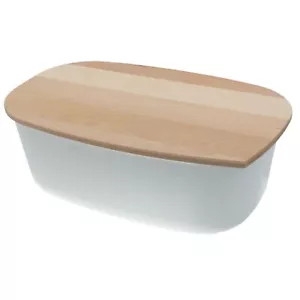HRB Großer Brotkasten weiß Brotbox Deckel aus Buchenholz, Brotdose mit idealer G - Bild 1 von 1